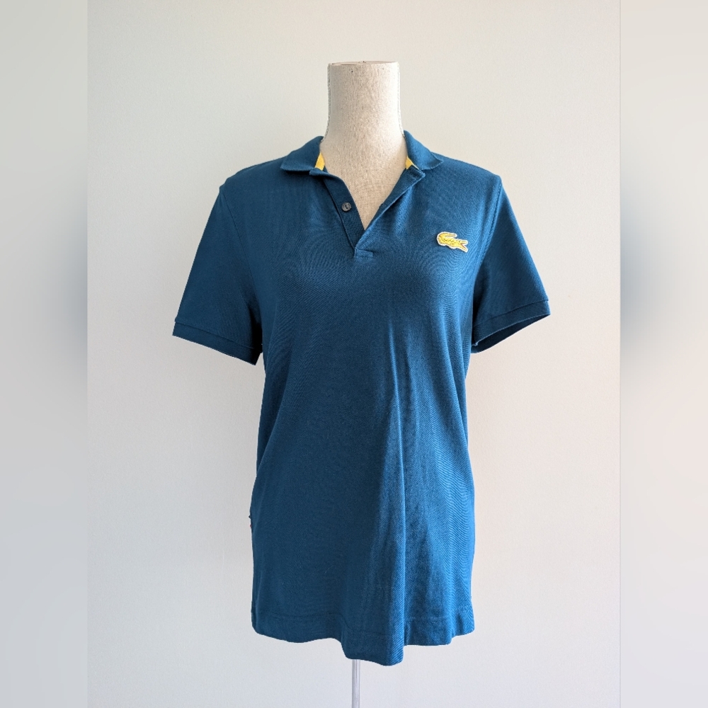 Lacoste Turqoise Polo Shirt with Yellow Logo